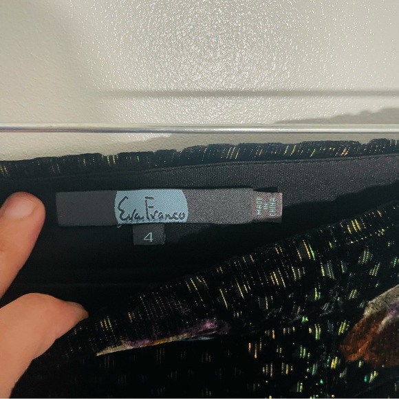 Anthropologie Eva Franco Hepburn Pant Black/Multi Metallic Wide-Leg Size 4 - Picture 7 of 8